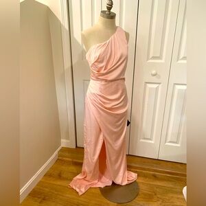 Blush Lulus one shoulder gown.  Never worn or altered.  Size M